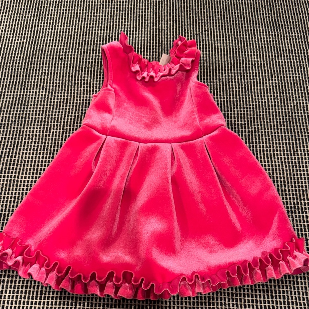 Pink Ruffled Velvet Dress 3T